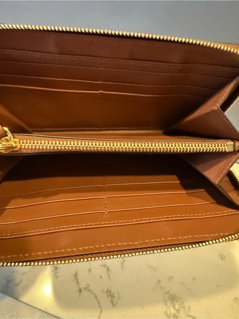 Burberry Brown Embossed Zip-Around Card Holder